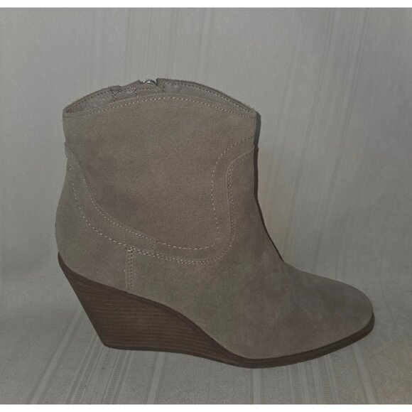 Lucky Brand Wadier Suede Wedge Zip up Ankle Wedge Boots Size US 10 - Picture 2 of 8